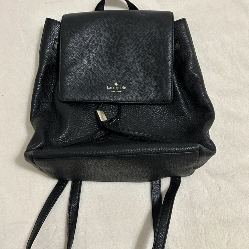 Kate Spade Pebble Leather Cinch Backpack Black